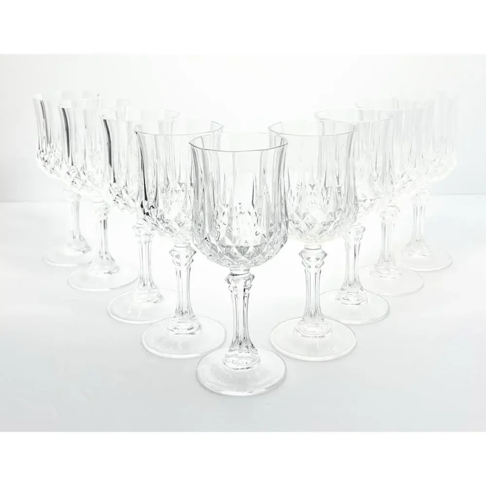 Cristal d’Arques “Longchamp” Set of 9 Crystal Wine Glasses 6 1/2” 6oz